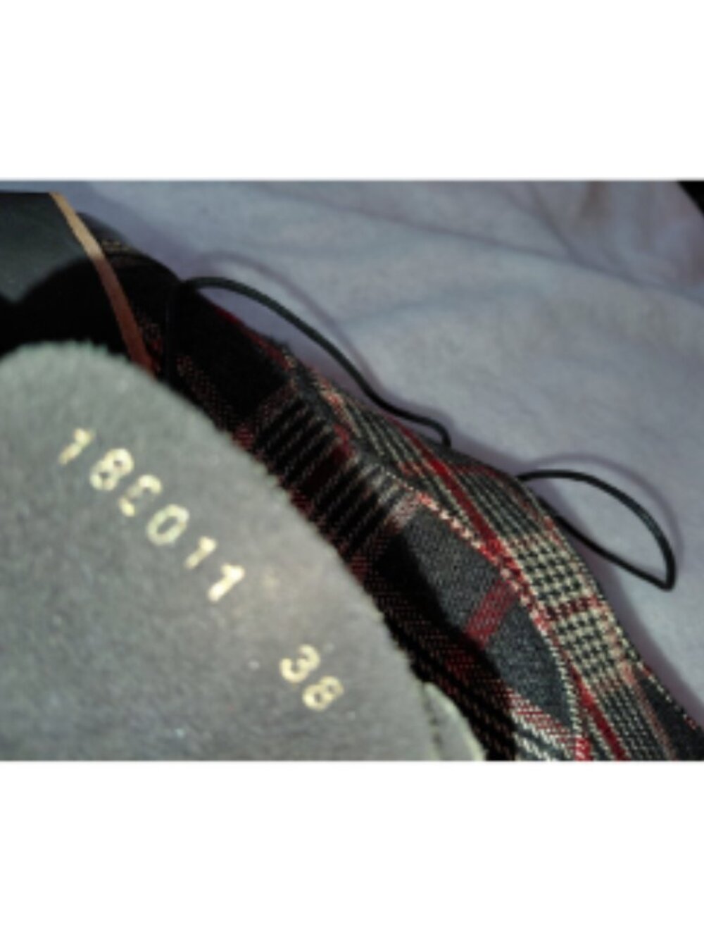 ALL BLACK Plaid Oxfords w/ Gold Patent Toe and Heel Women's Size 8 - Picture 12 of 13